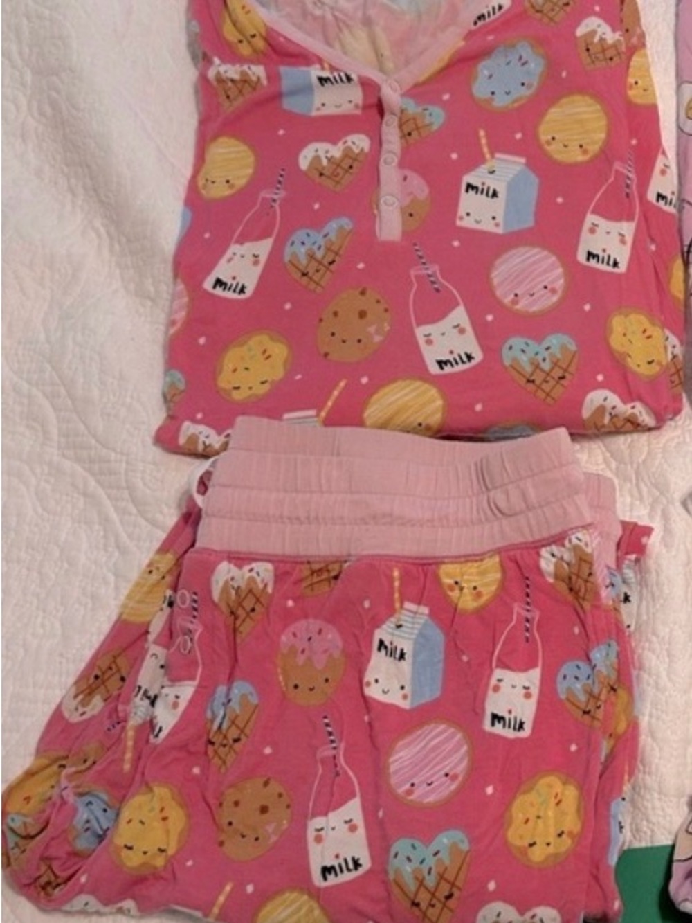 Little Sleepies Pink Dessert & Milk Print Pajama Set